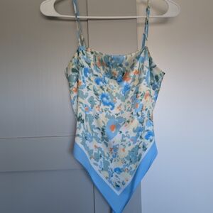 Floral Camisole with Blue Trim